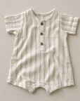 SHORT SLEEVE WOVEN ROMPER - SUMMER STRIPE