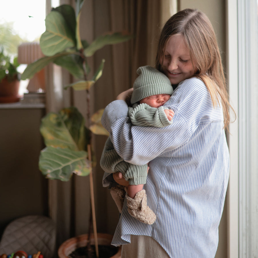 chunky knit pants mint - baby