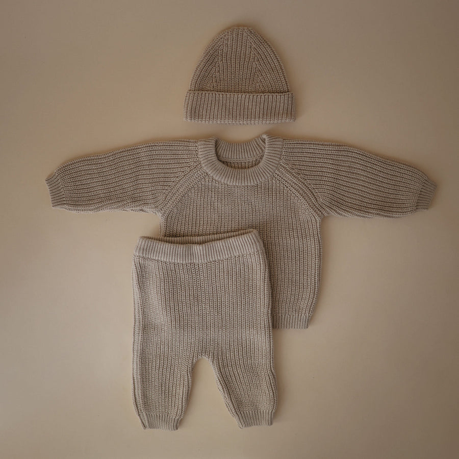 chunky knit pants beige - baby