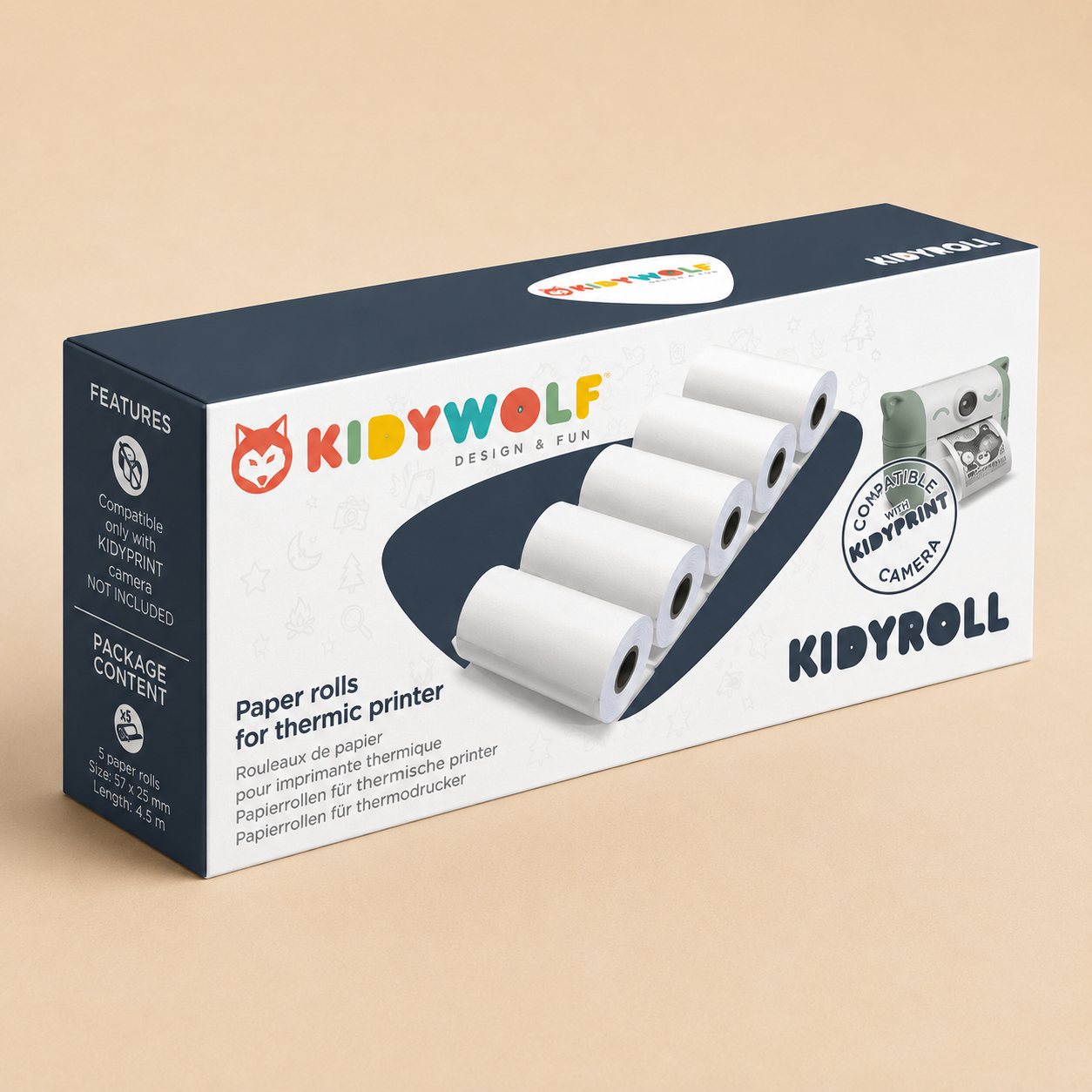KIDYPRINT - ZWART/WIT PAPIERROLLEN