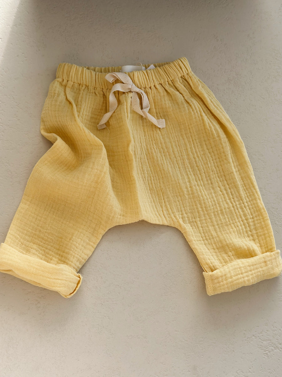 MUSLIN BAGGY PANTS YELLOW - baby