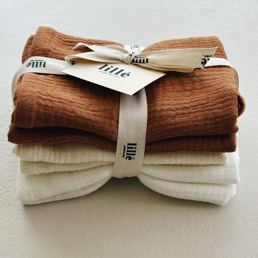 MUSLIN CLOTHS 3 PACK - giftset caramel