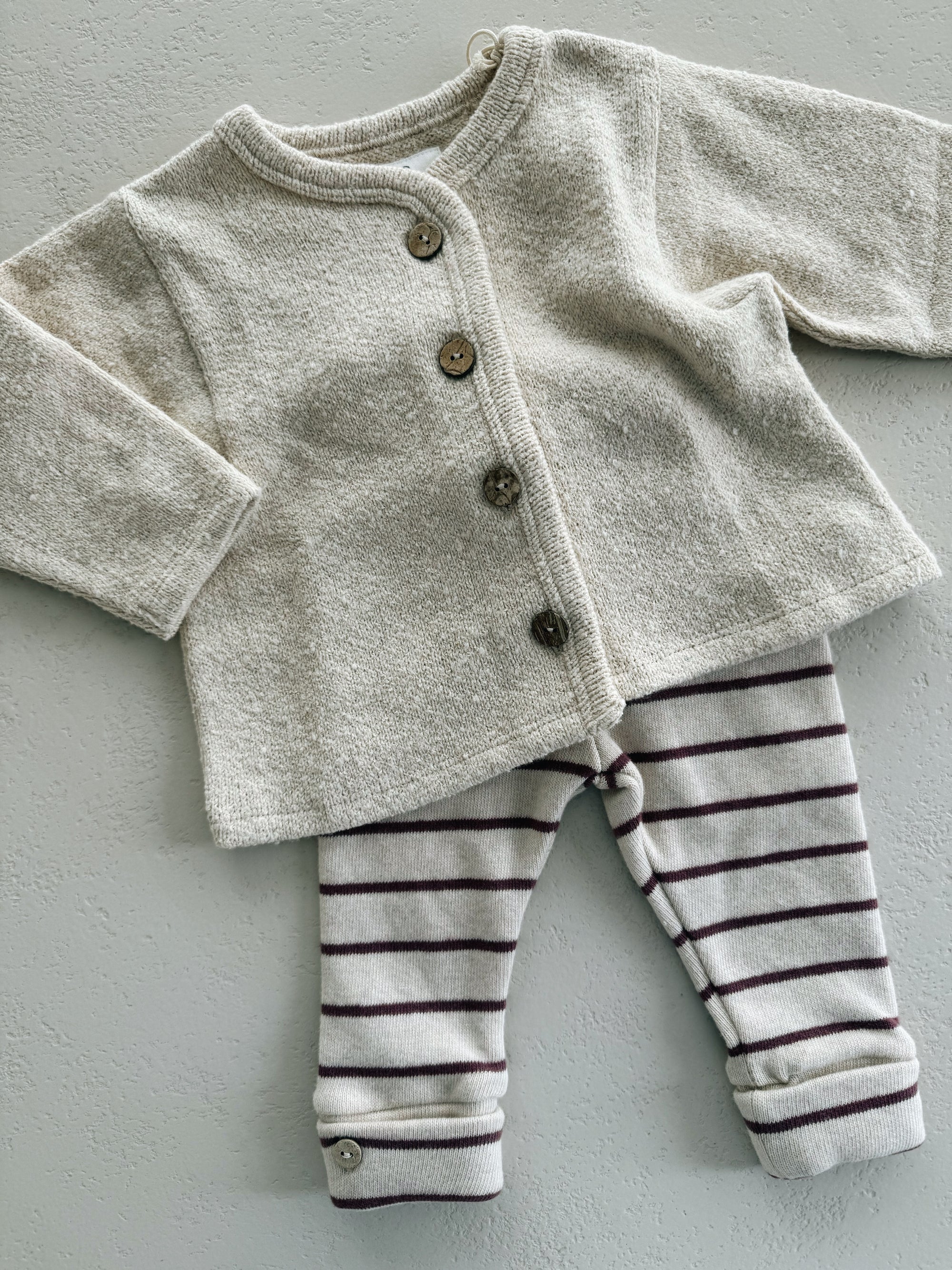 STRIPED JERSEY LEGGINGS - BORDEAUX
