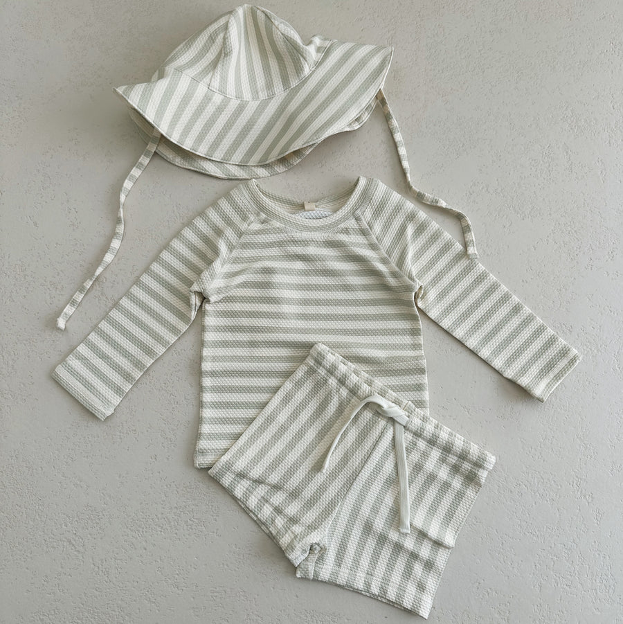 UPF 50+ SUN HAT - MINT STRIPE