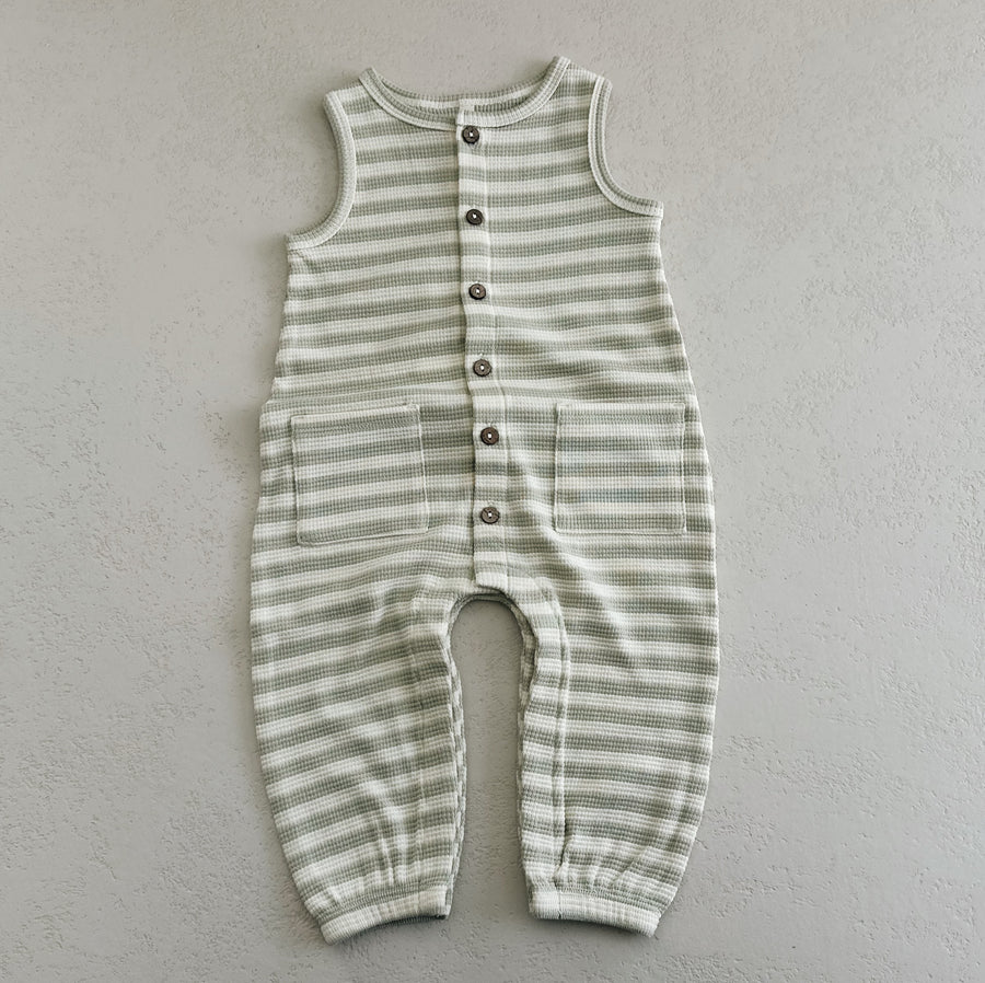 WAFFLE JUMPSUIT - MINT STRIPE
