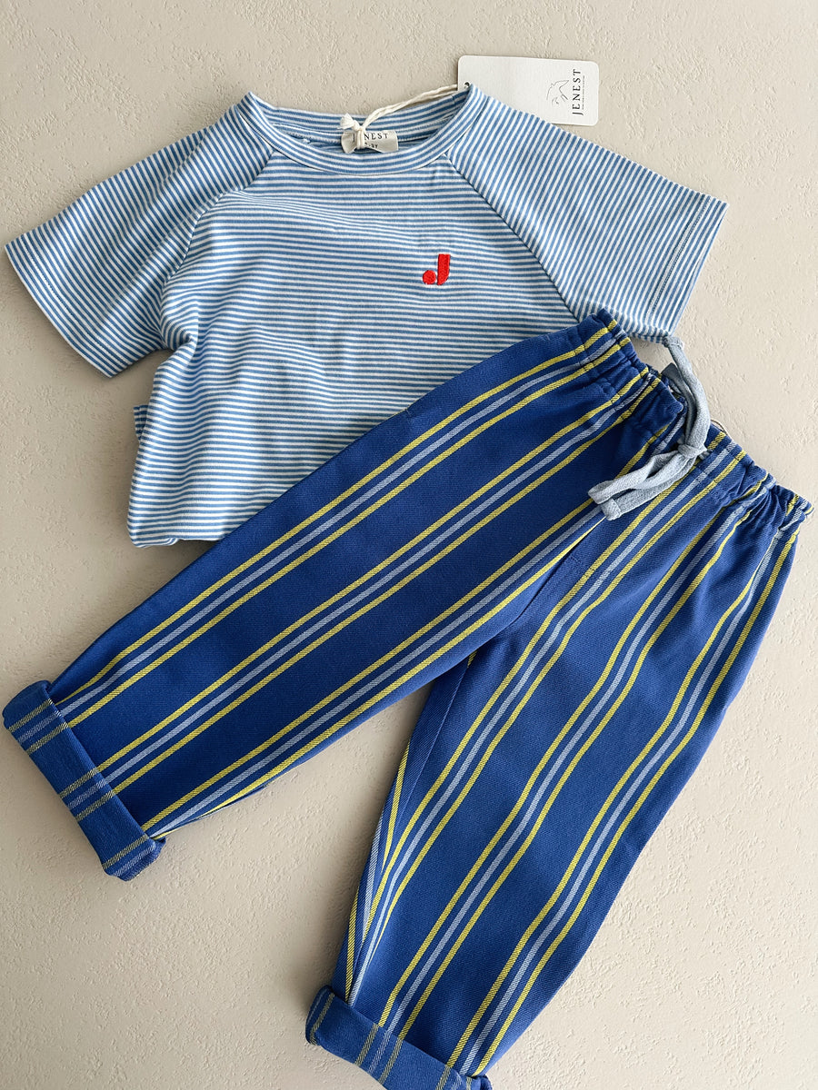 Nurture t-shirt - Grape blue stripe