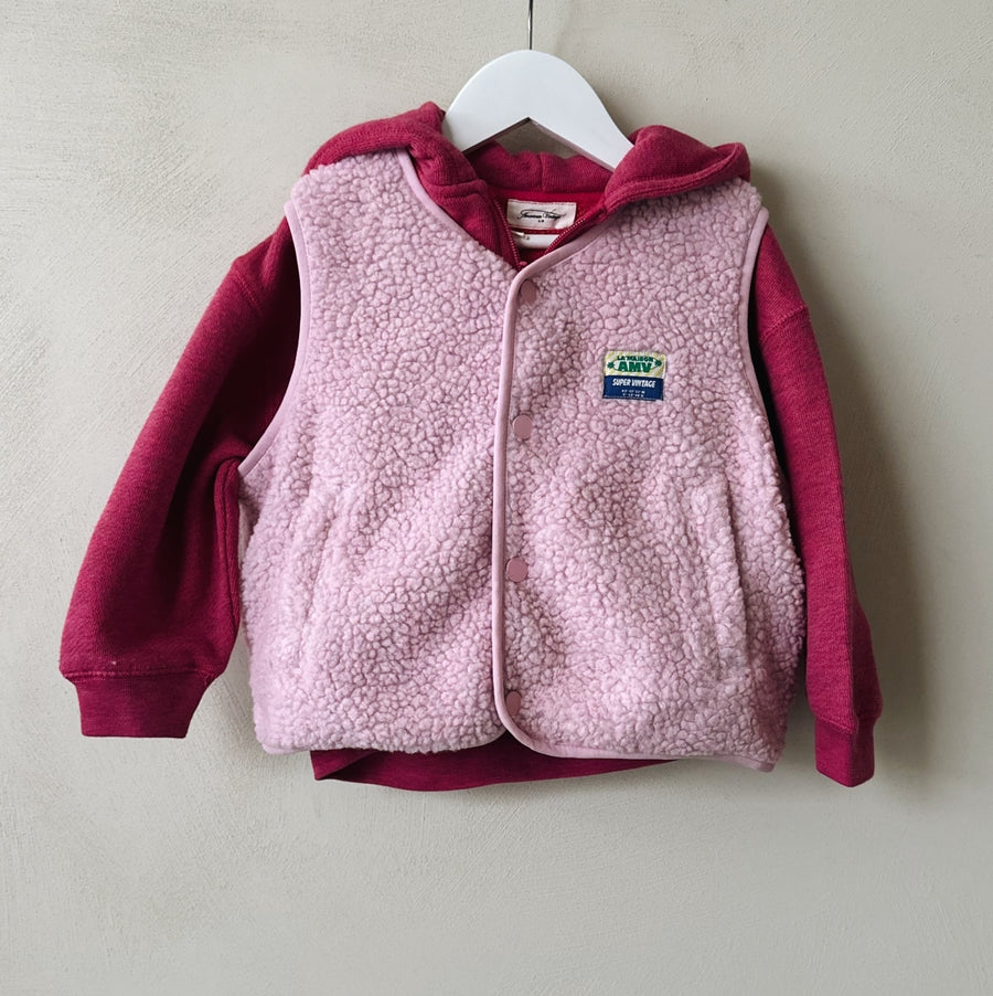 ZIP SWEATER DOVEN GERANIUM - KIDS