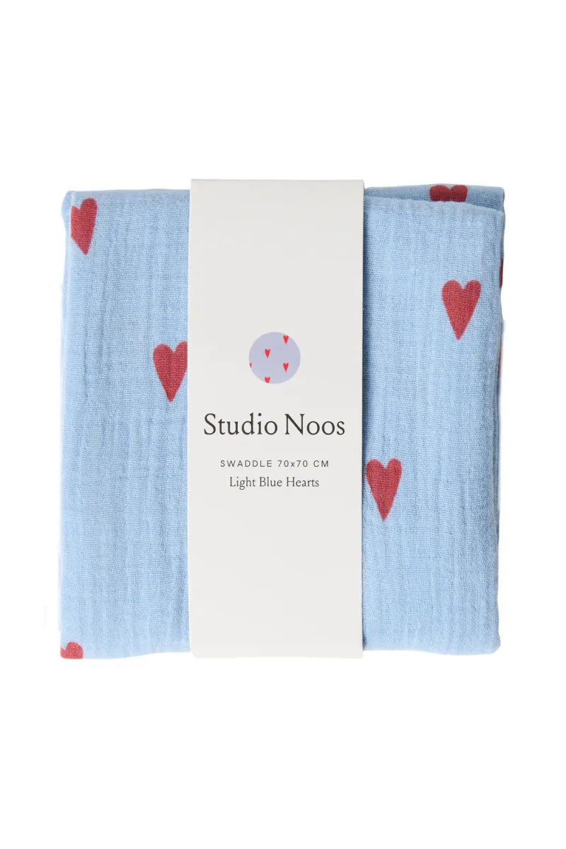 MUSLIN CLOTH 70X70 - light blue heart