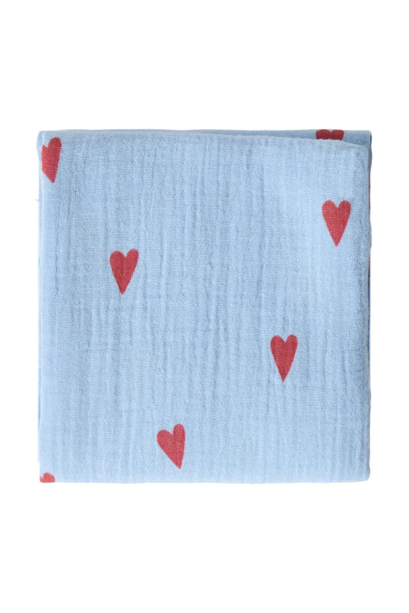 MUSLIN CLOTH 70X70 - light blue heart