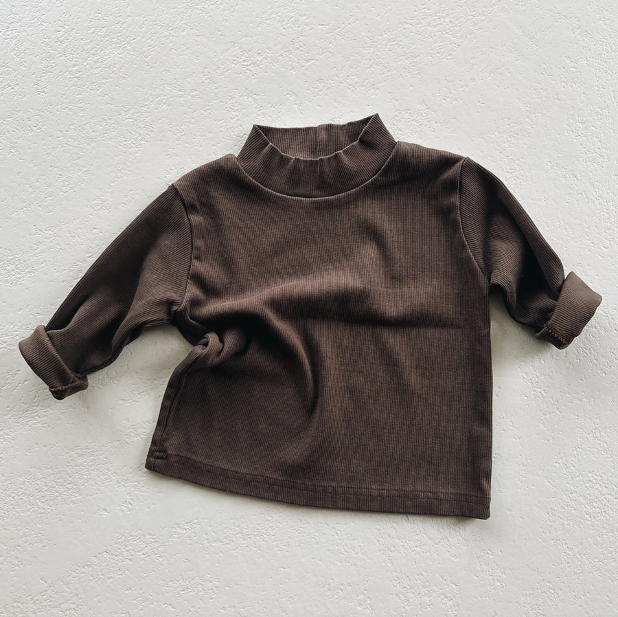 RIB TURTLE NECK MOCHA - 3Y UP TO 7Y