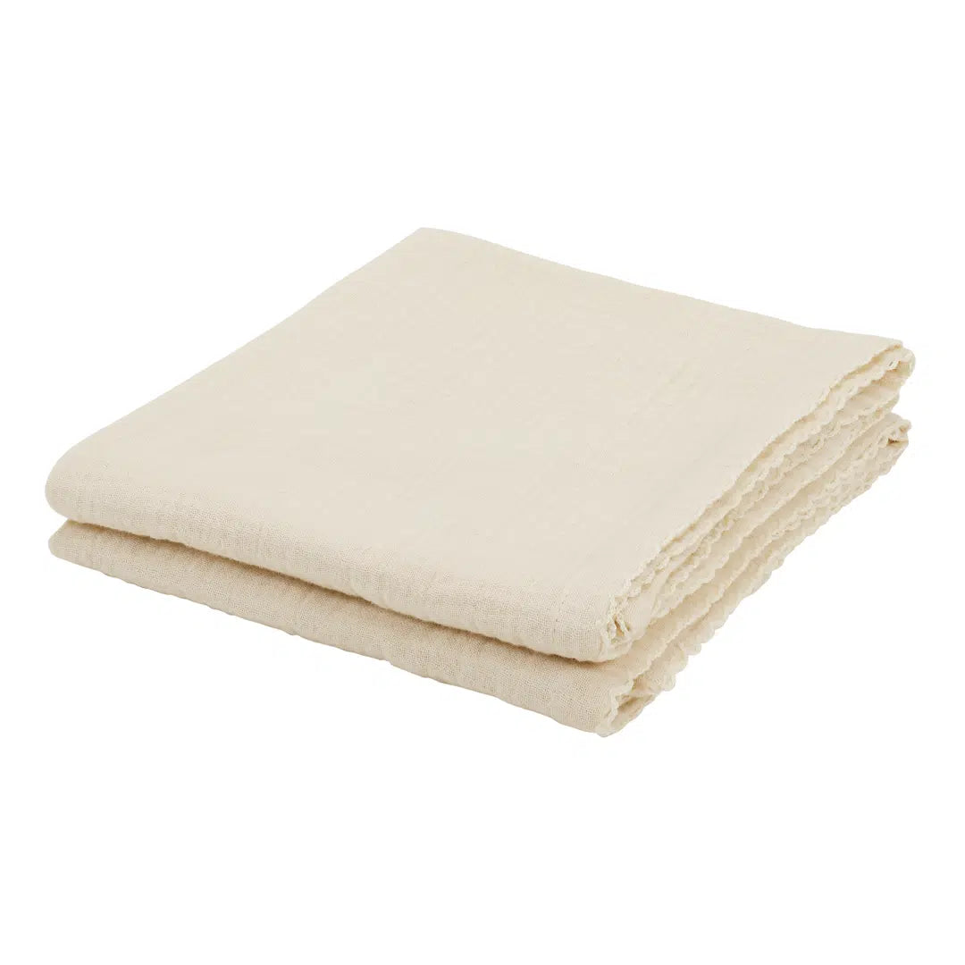 MUSLIN CLOTH 2 PACK - cream lace