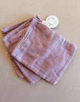 MUSLIN WASHAND LILAC- set van 3