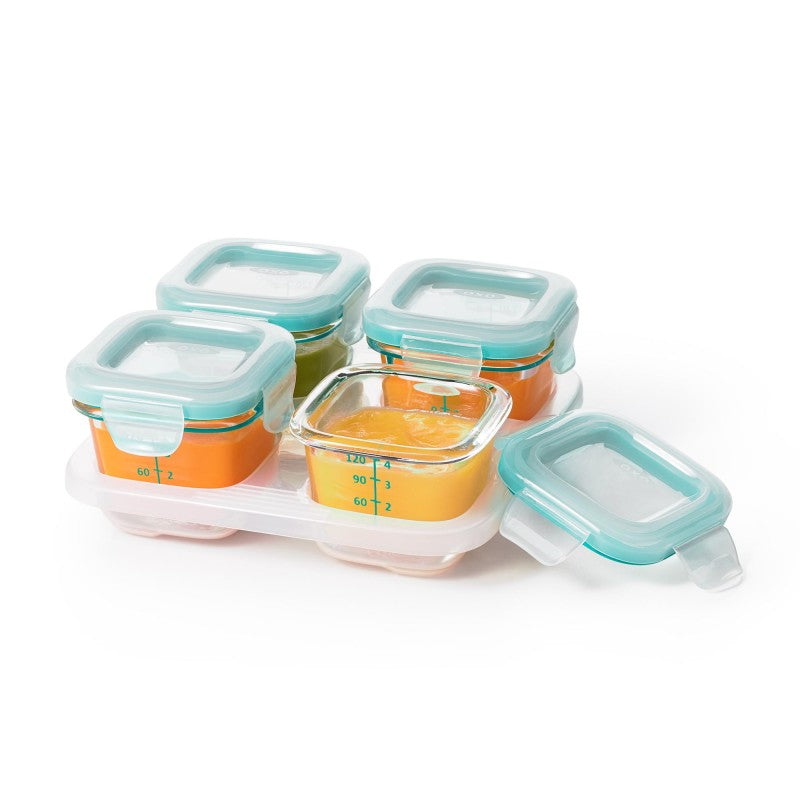 Diepvriesbakjes Glas (4x120 ml) Teal