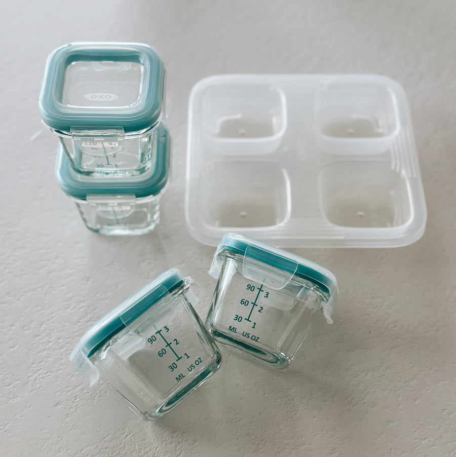 Diepvriesbakjes Glas (4x120 ml) Teal