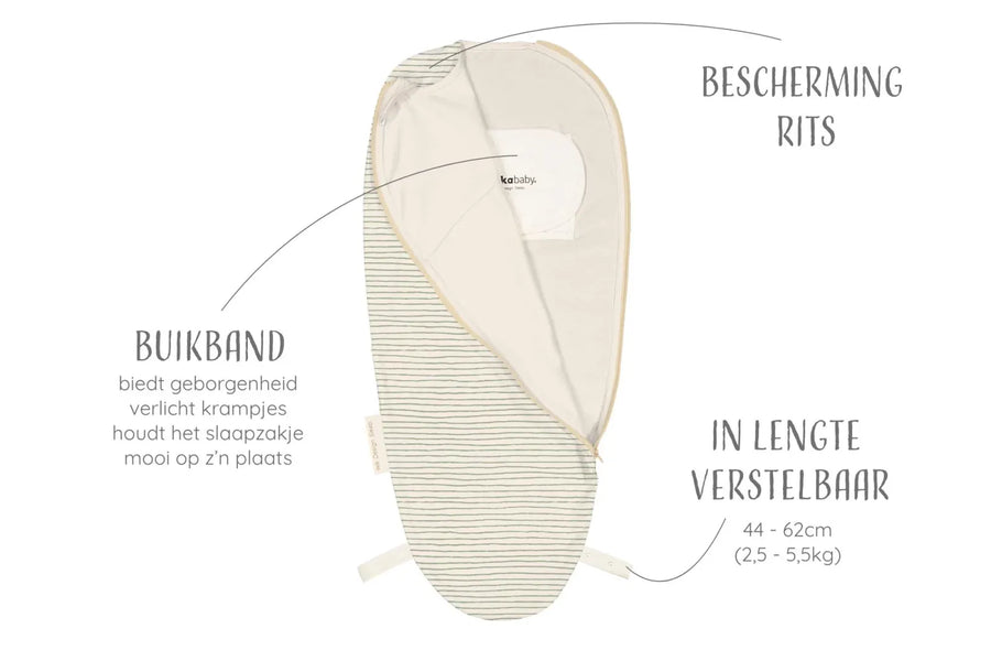 PIEP INBAKERSLAAPZAK - 0-3m - Elke Dag - sage stripes