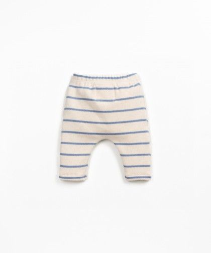 STRIPED JERSEY LEGGINGS - blue