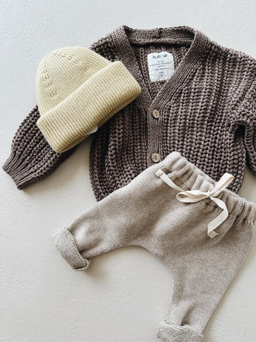 KNITTED CARDIGAN TAUPE - 3y