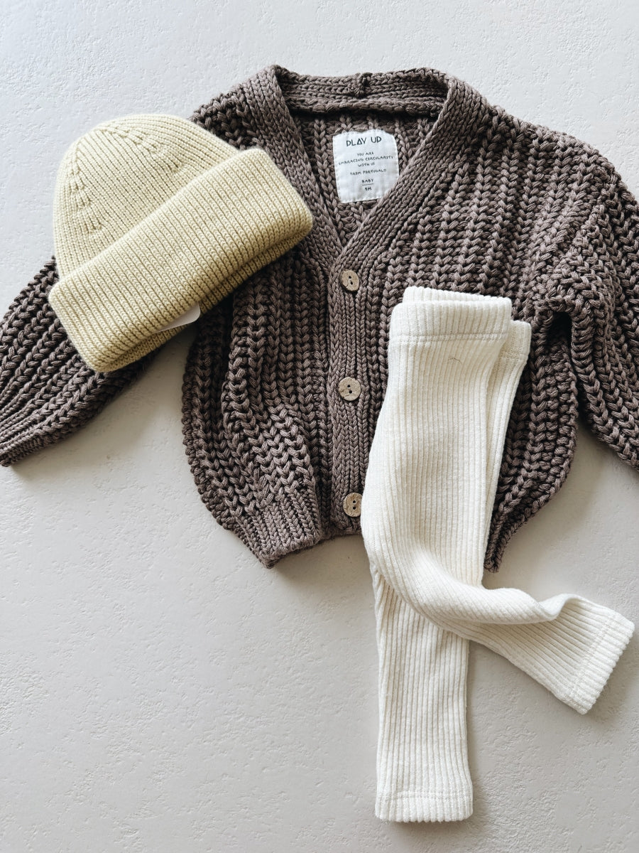 KNITTED CARDIGAN TAUPE - 3y