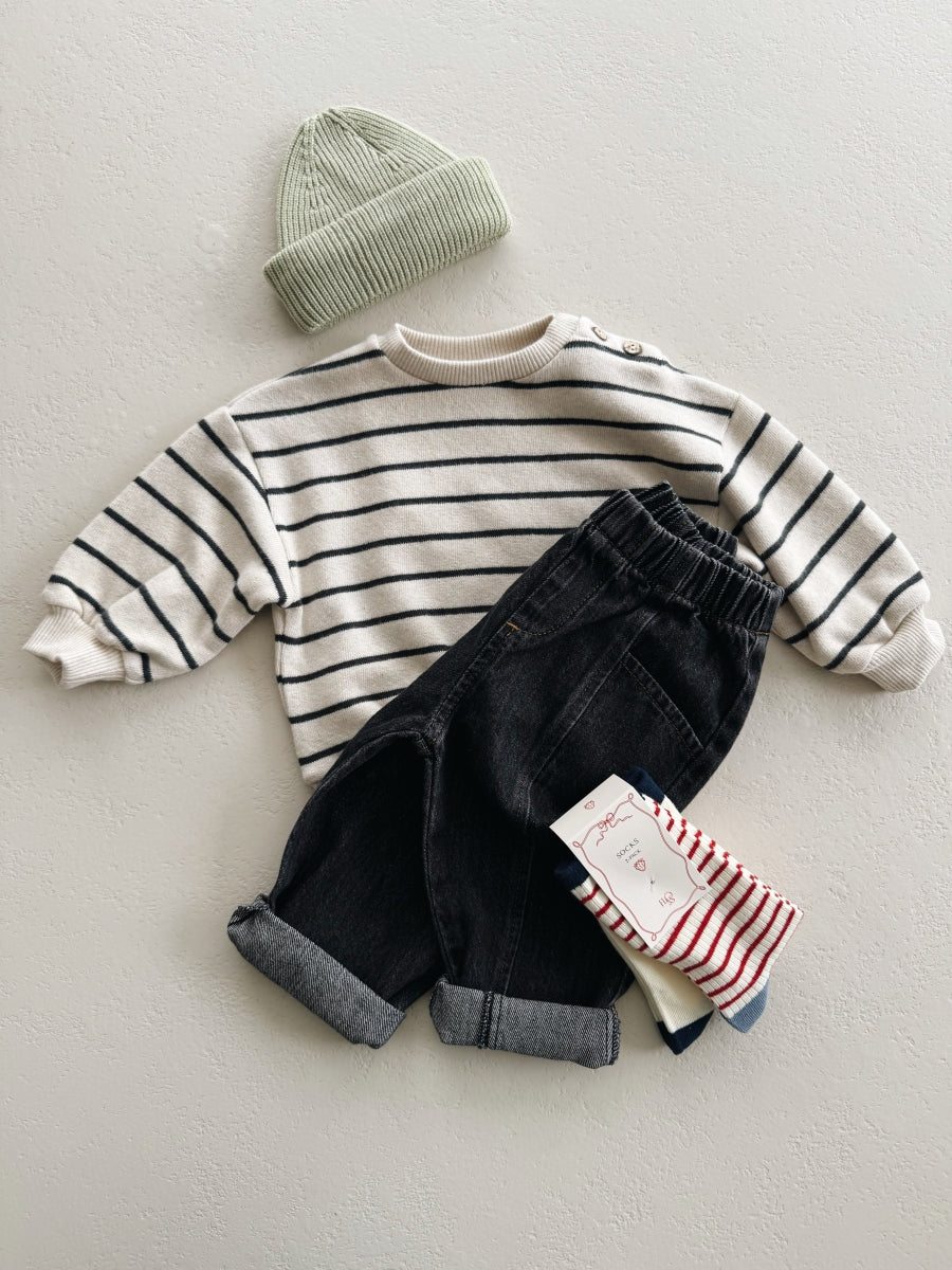STRIPED JERSEY SWEATER - GRAFITE