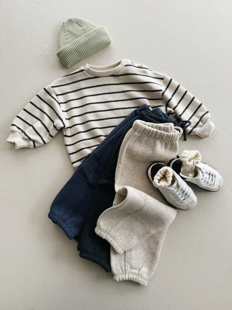 STRIPED JERSEY SWEATER - GRAFITE