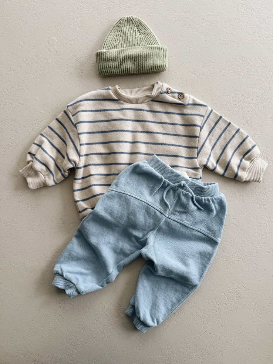 STRIPED JERSEY SWEATER - BLUE