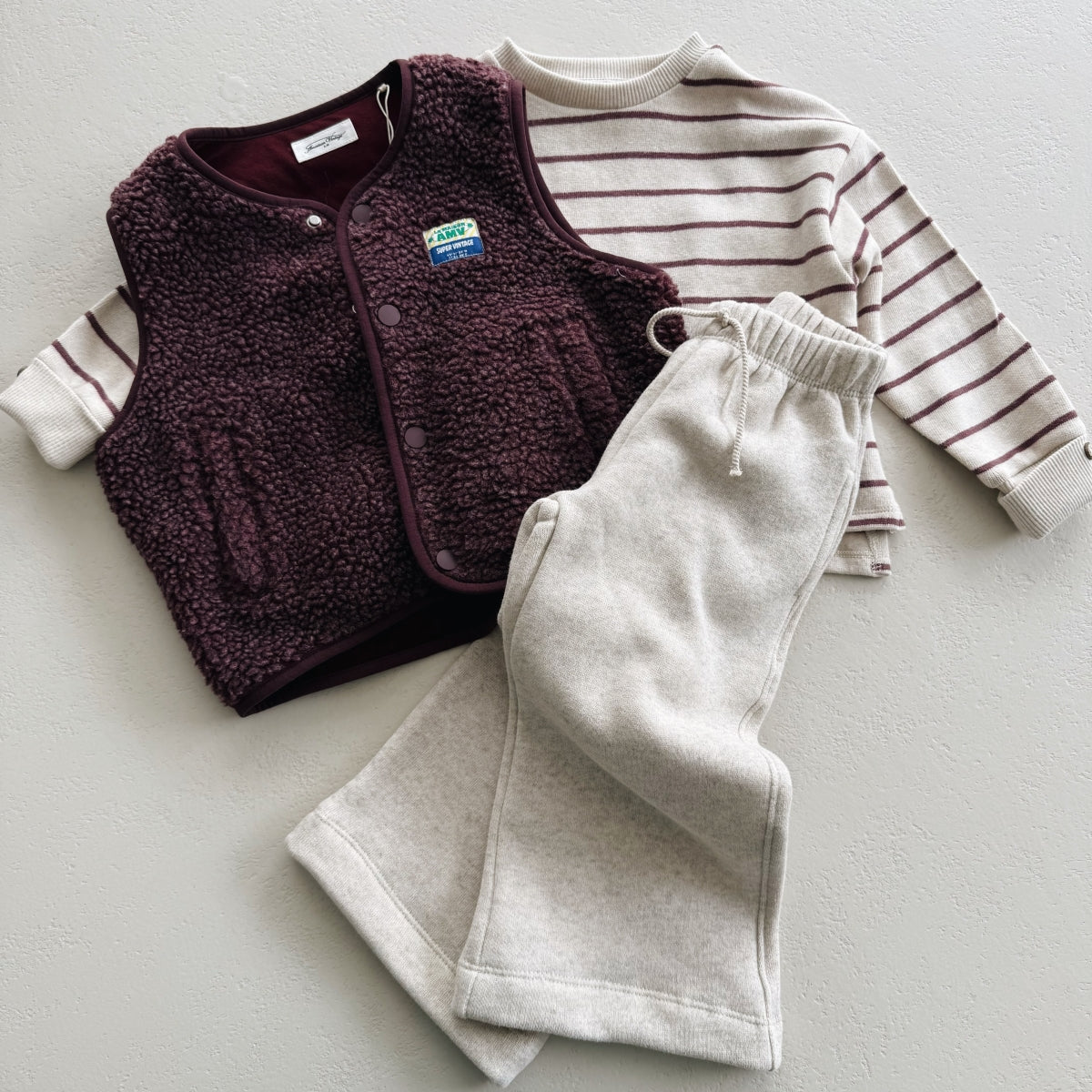 STRIPED JERSEY SWEATER KIDS - BORDEAUX