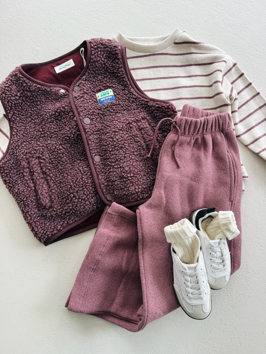 STRIPED JERSEY SWEATER KIDS - BORDEAUX