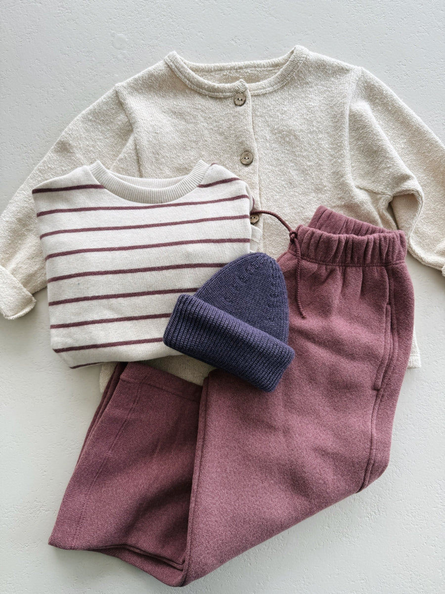 STRIPED JERSEY SWEATER KIDS - BORDEAUX