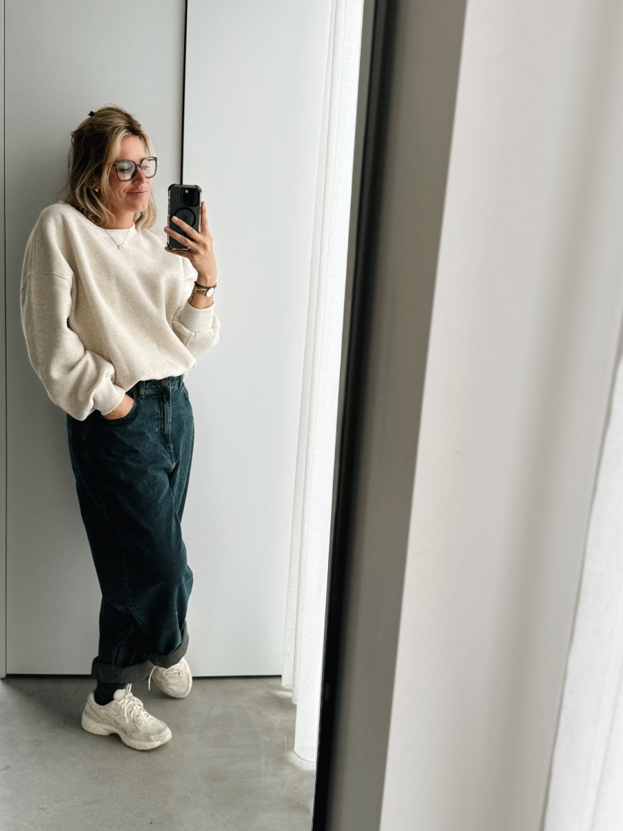 FLEECE SWEATER WOMEN - BEIGE MELANGE