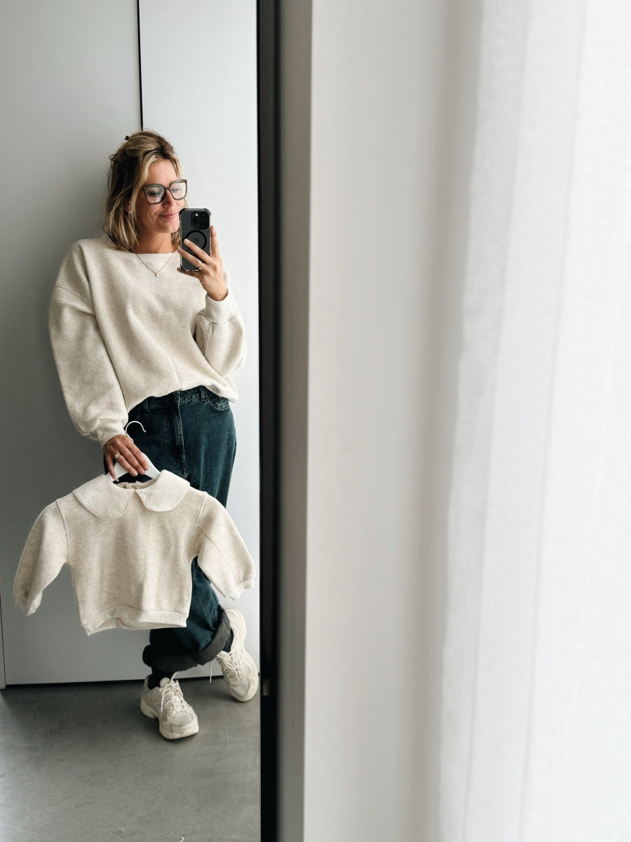 FLEECE SWEATER WOMEN - BEIGE MELANGE