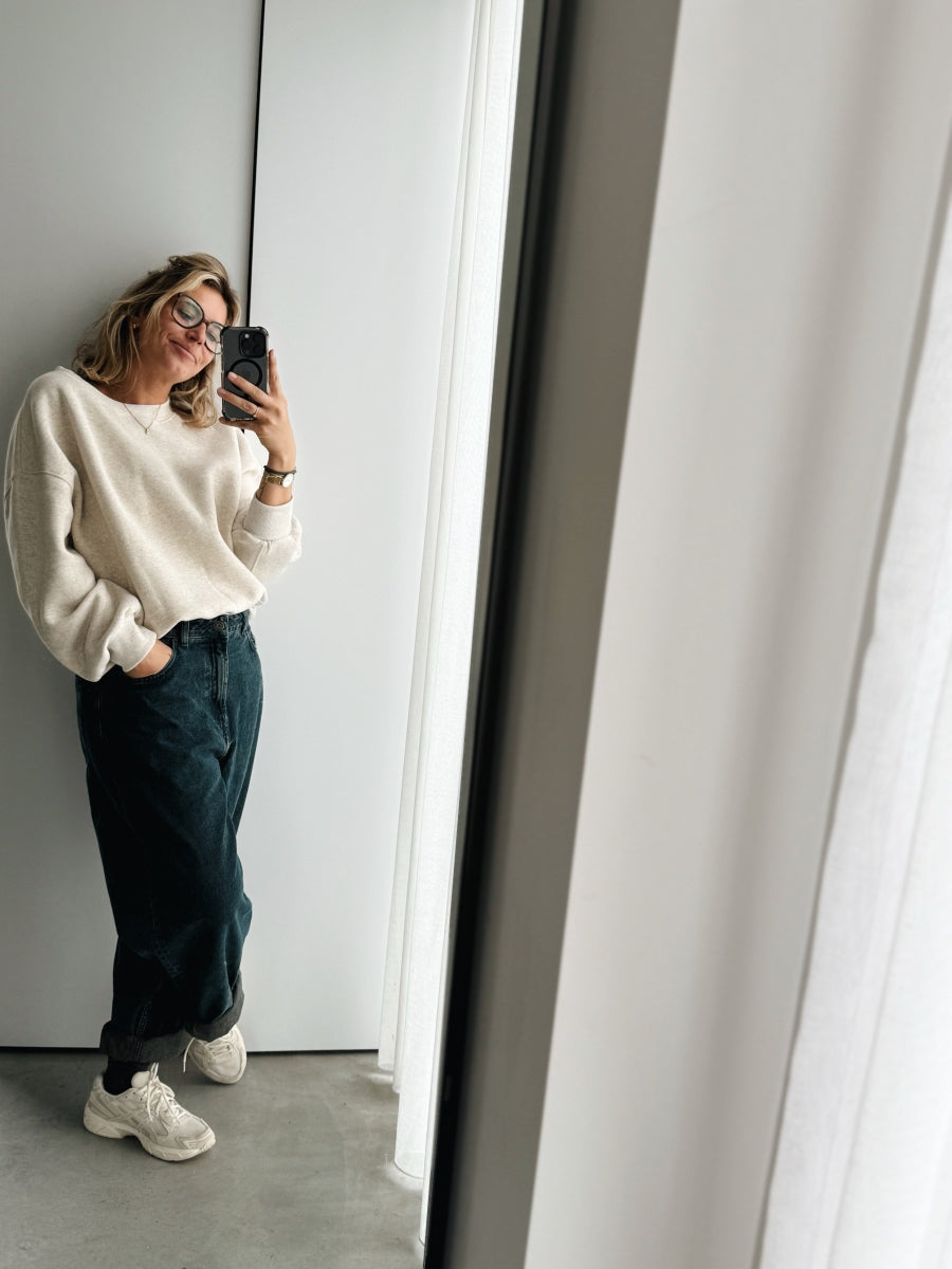 FLEECE SWEATER WOMEN - BEIGE MELANGE