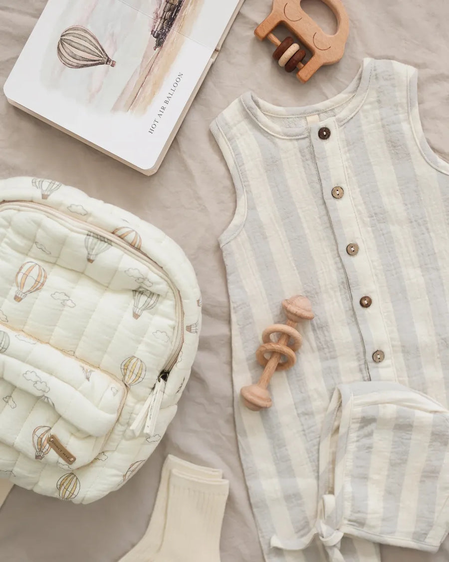 ﻿WOVEN JUMPSUIT - SKY STRIPE
