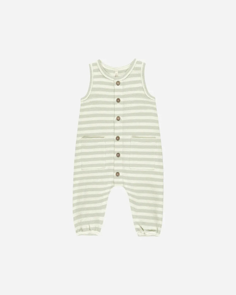 WAFFLE JUMPSUIT - MINT STRIPE