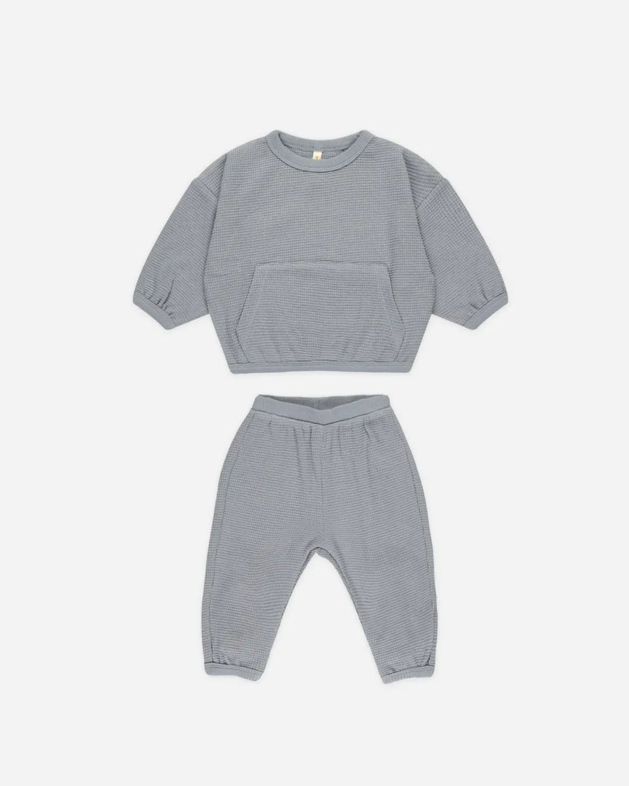 WAFFLE SLOUCH SET - BLUE