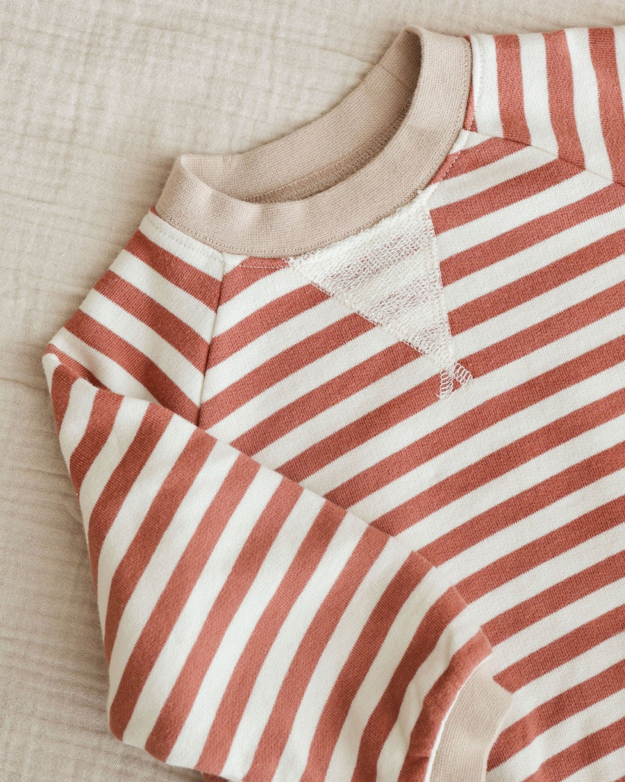 CREWNECK ROMPER - POPPY STRIPE