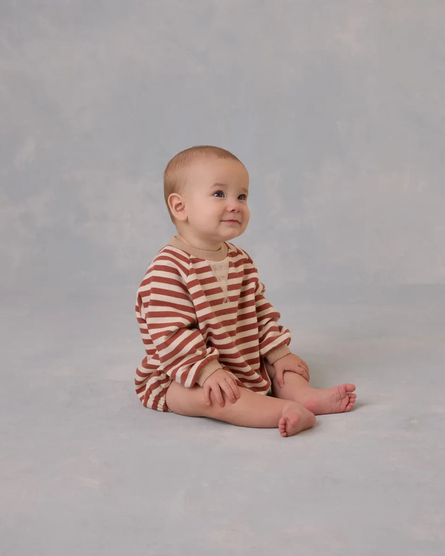 CREWNECK ROMPER - POPPY STRIPE