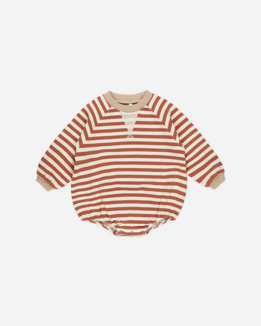 CREWNECK ROMPER - POPPY STRIPE