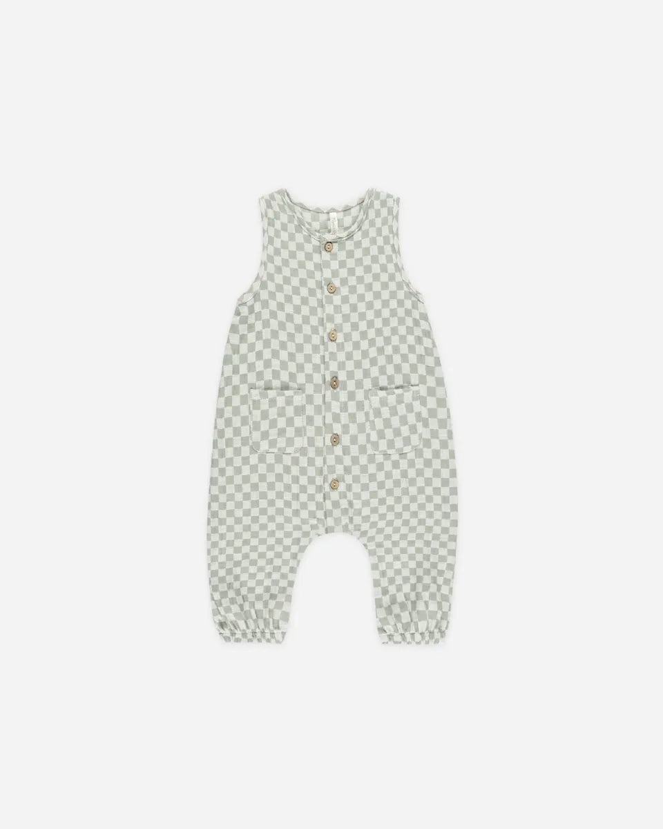 WOVEN JUMPSUIT - SAGE CHECK