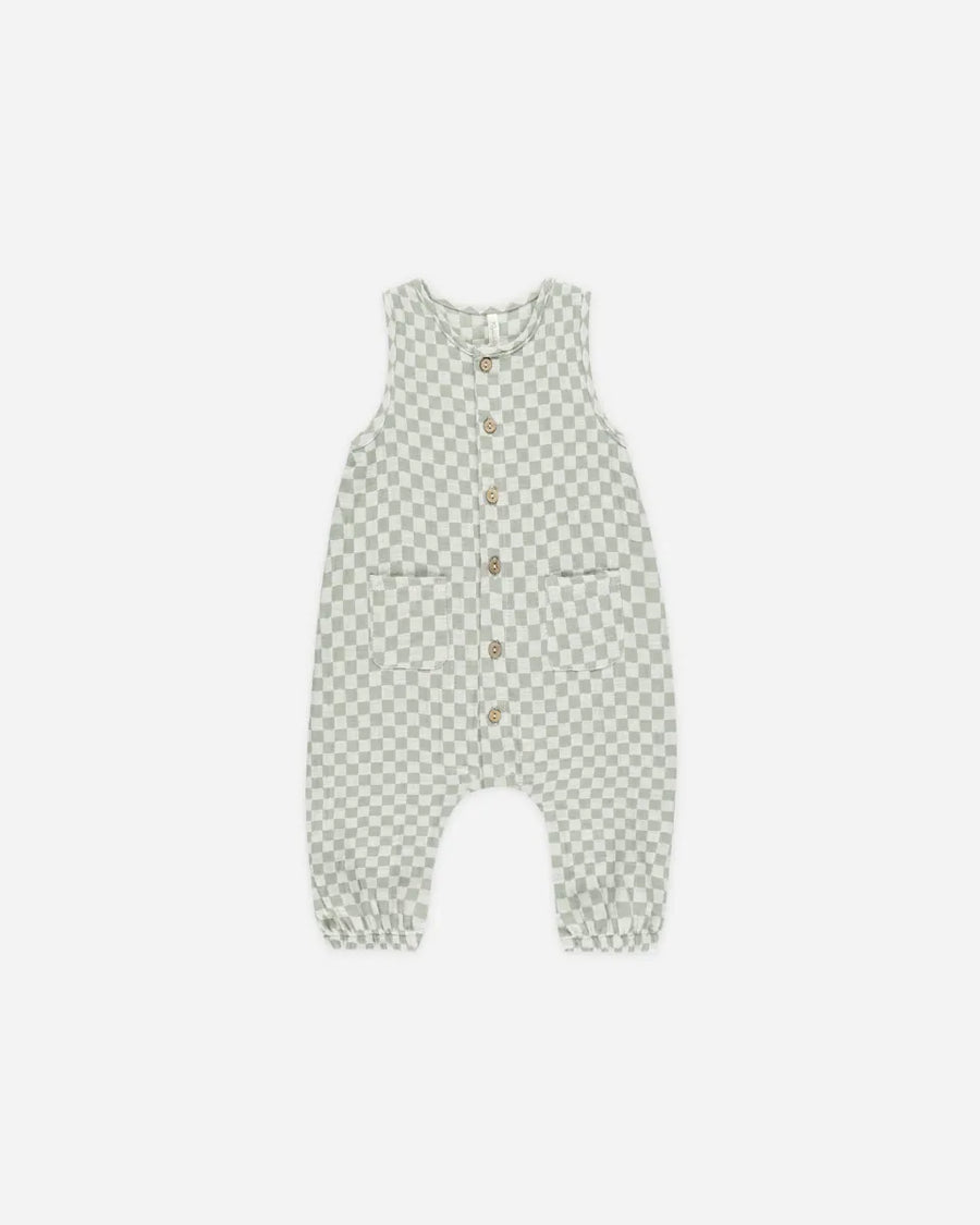 WOVEN JUMPSUIT - SAGE CHECK