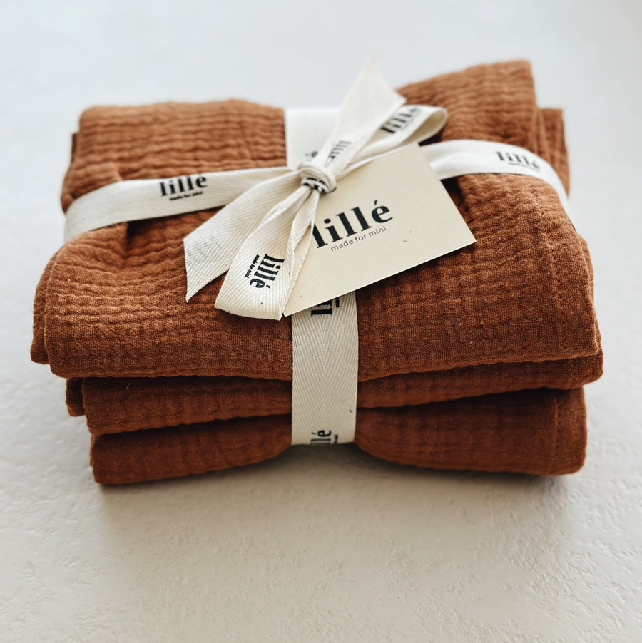 MUSLIN CLOTHS PACK - 3x Caramel