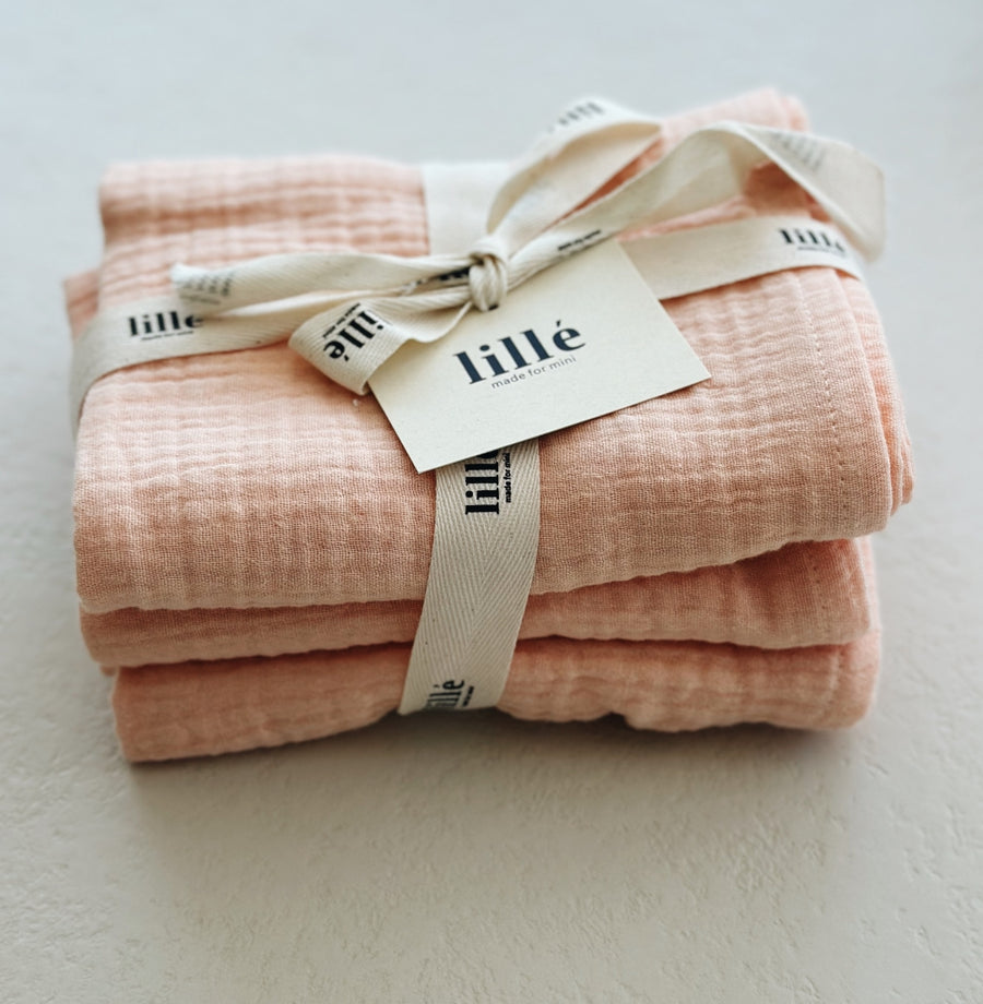 MUSLIN CLOTHS PACK - 3x Peach