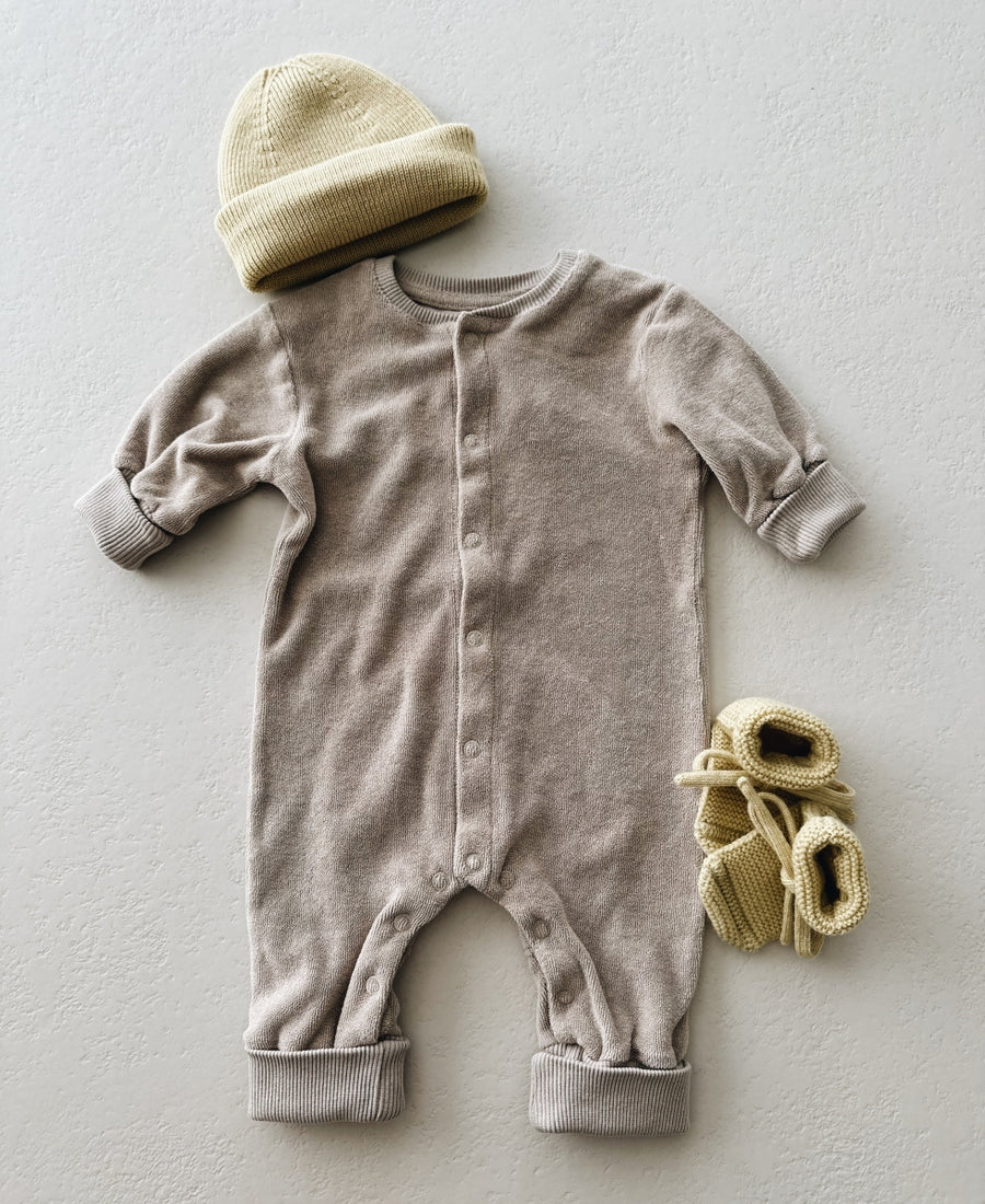 TERRY SNAP ONESIE - BEIGE - last one 62