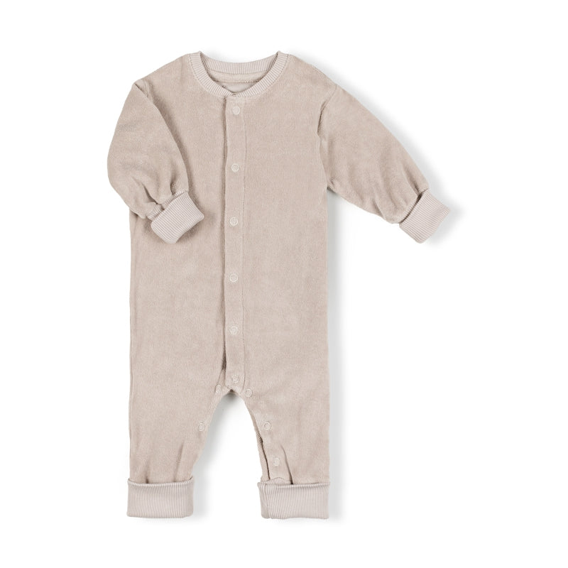 TERRY SNAP ONESIE - BEIGE