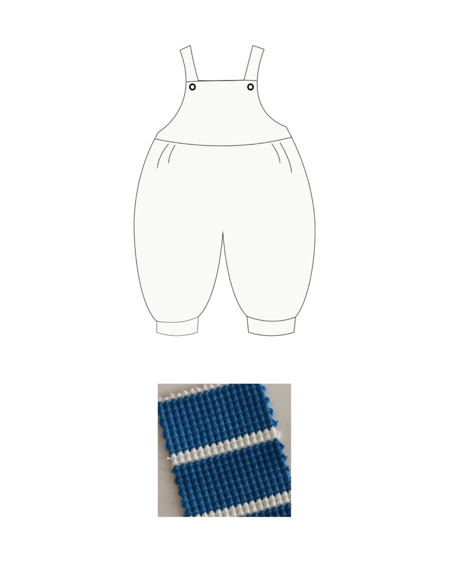 WAFFLE OVERALL BLUE STRIPES - 3m up to 3y