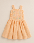 Emily Ruffled Apron Dress with Botanical Embroidery
