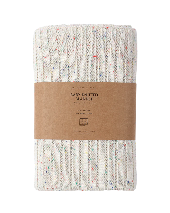 ORGANIC KNIT BLANKET - JELLY BEAN