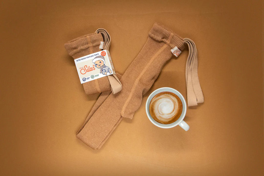 WOOLY FOOTLESS TIGHTS - CAPPUCCINO BROWN